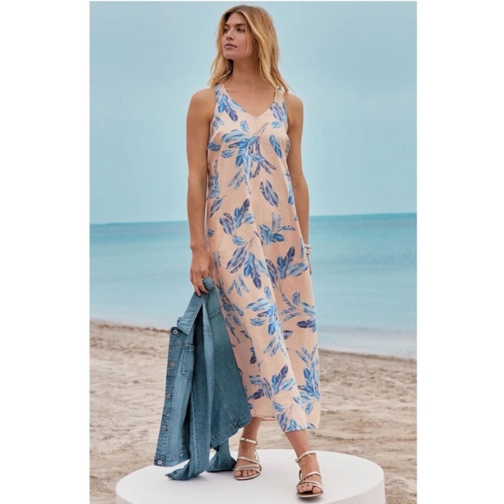 J. Jill 100% Linen Sleeveless V-Neck Maxi Dress XS